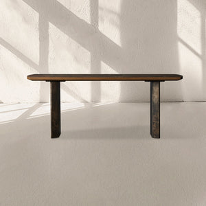 Loranco Ash Entrance Console Wood Hallway Entryway Table With Steel Base