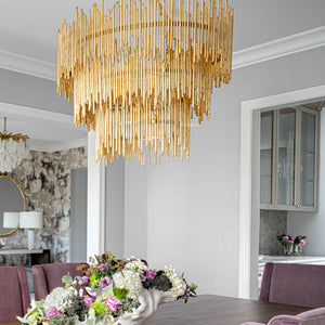 Althely Brass 12 Lights 3- Tier Chandelier