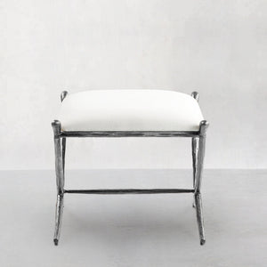 Hand-Forged Metal Horn Fabric Base Stool