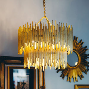Althely Brass 8 Lights 2-Tier Chandelier
