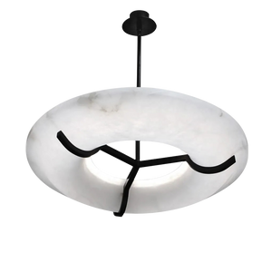 Glacera Modern Round Alabaster Dining Room Chandelier