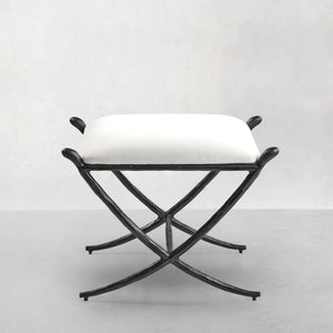Hand-Forged Metal Horn Fabric Base Stool