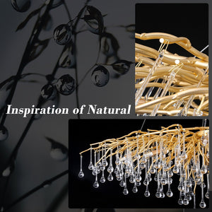 Doris Crystal Rectangular Branch Chandelier L45"-Vancei