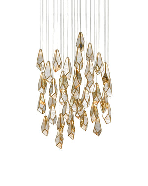 Glass Mirror 36-Light Round Multi-Drop 33'' Chandelier-Vancei