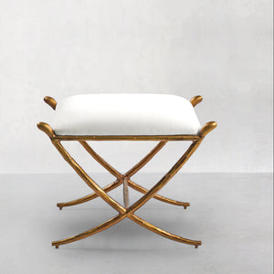 Hand-Forged Metal Horn Fabric Base Stool
