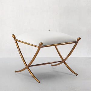 Hand-Forged Metal Horn Fabric Base Stool