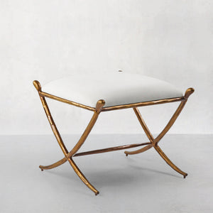 Hand-Forged Metal Horn Fabric Base Stool