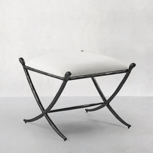 Hand-Forged Metal Horn Fabric Base Stool