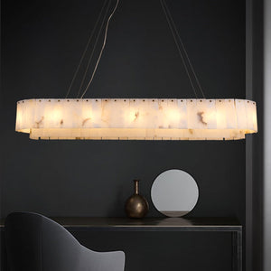 Modern Spanish Alabaster Linear Chandelier
