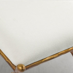 Hand-Forged Metal Horn Fabric Base Stool