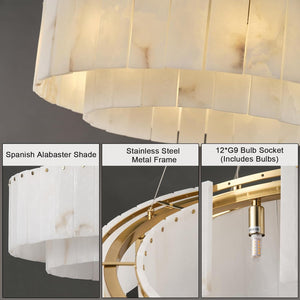 Modern Spanish Alabaster Round Chandelier