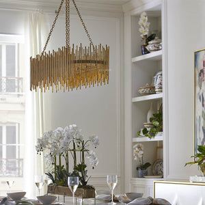 Althely Brass 10 Lights Rectangle Pendant Chandelier
