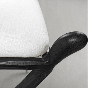 Hand-Forged Metal Horn Fabric Base Stool