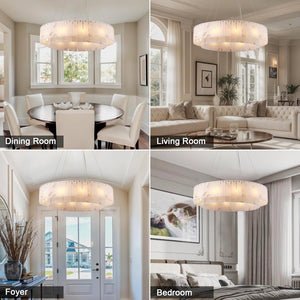 Modern Spanish Alabaster Round Chandelier