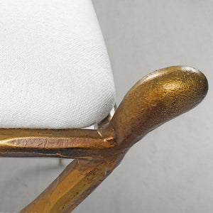 Hand-Forged Metal Horn Fabric Base Stool