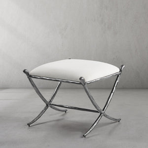 Hand-Forged Metal Horn Fabric Base Stool