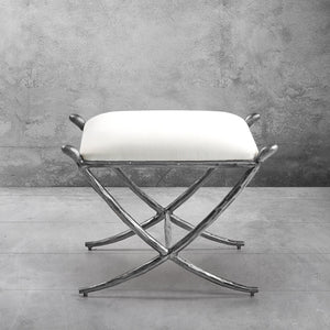 Hand-Forged Metal Horn Fabric Base Stool
