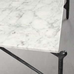 Hand-Forged Metal Square Horn Marble Coffee Table 39" 50"