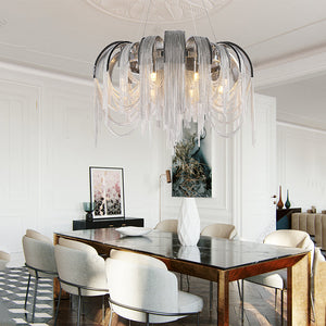 Sophian Aluminum Chain Tassel Round Chandelier-Vancei