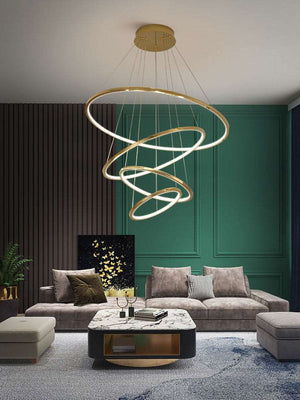 Amina Gold Multi Rings Chandelier for Lobby Villa-Vancei