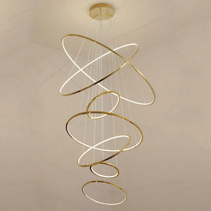 Amina Gold Multi Rings Chandelier for Lobby Villa-Vancei