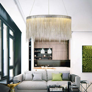 Angelina Aluminum Chain Tassel Round Chandelier-Vancei