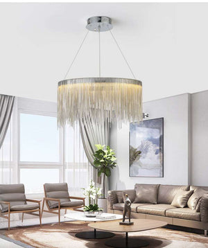 Angelina Aluminum Chain Tassel Round Chandelier-Vancei