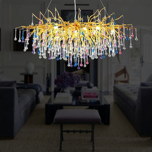 Doris Rain Crystal Branch Chandelier 54"L-Vancei