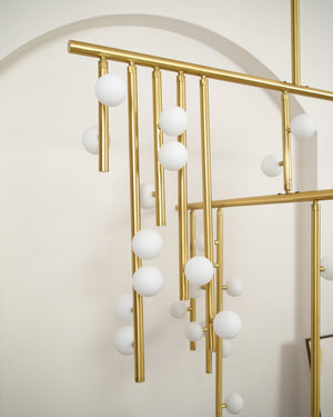 Brass Glass Drop Chandelier-Vancei