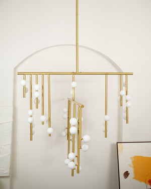 Brass Glass Drop Chandelier-Vancei