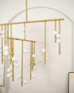 Brass Glass Drop Chandelier-Vancei