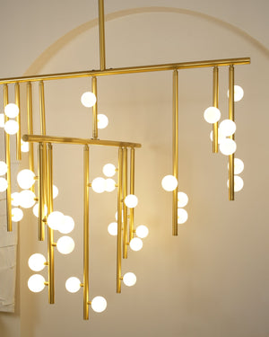 Brass Glass Drop Chandelier-Vancei