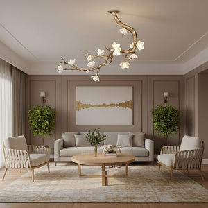 Aura Flora Brass Flower Branch Chandelier