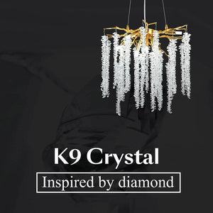 Doris White Crystal Branch Round Chandelier D20.5" L45"-Vancei
