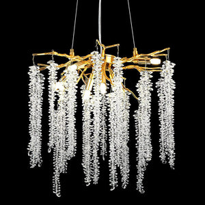 Doris White Crystal Branch Round Chandelier D20.5" L45"-Vancei