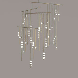 Brass Glass Drop Chandelier-Vancei