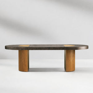 Calacius Dining Table Oxidized Steel Wood Industrial Artisanal Dining