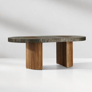 Calacius Dining Table Oxidized Steel Wood Industrial Artisanal Dining