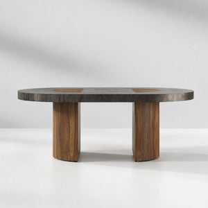 Calacius Dining Table Oxidized Steel Wood Industrial Artisanal Dining
