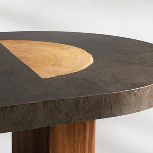 Calacius Dining Table Oxidized Steel Wood Industrial Artisanal Dining