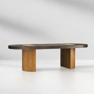 Calacius Dining Table Oxidized Steel Wood Industrial Artisanal Dining