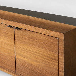 Calacius Industrial Media Console Oxidized Steel Reclaimed Wood Living
