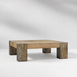 Tellurian Square Oak Coffee Table Wood Cocktail Table Living Room Center Tea Table Vintage Cocktail Table