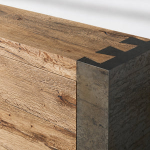 Tellurian Media Console Oak with Oxidized Steel Rustic Living Furniture