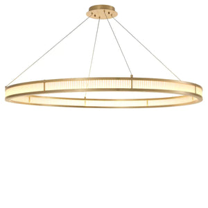 Damien 55" Modern Chandelier (Antique Brass & Frosted Glass Finish)