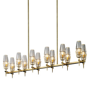 David Glass Round Chandelier Brass-Vancei