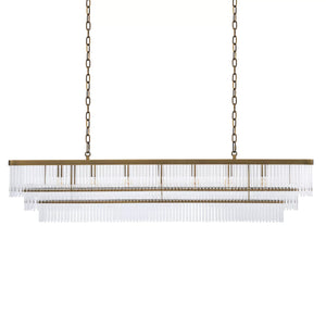 East Rectangle Modern Brass Glass Chandelier