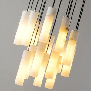 Alabaster Modern Cylindrical Round Chandelier 79"H-Vancei