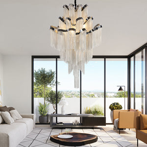 Gladys Aluminum Chain Tassel Stream Chandelier-Vancei