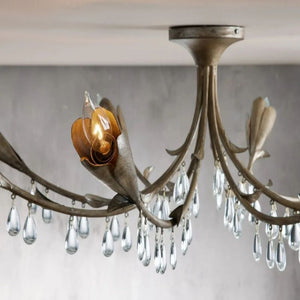 Gothic Viticcio Leaf Flushmount 8-Light - Silver